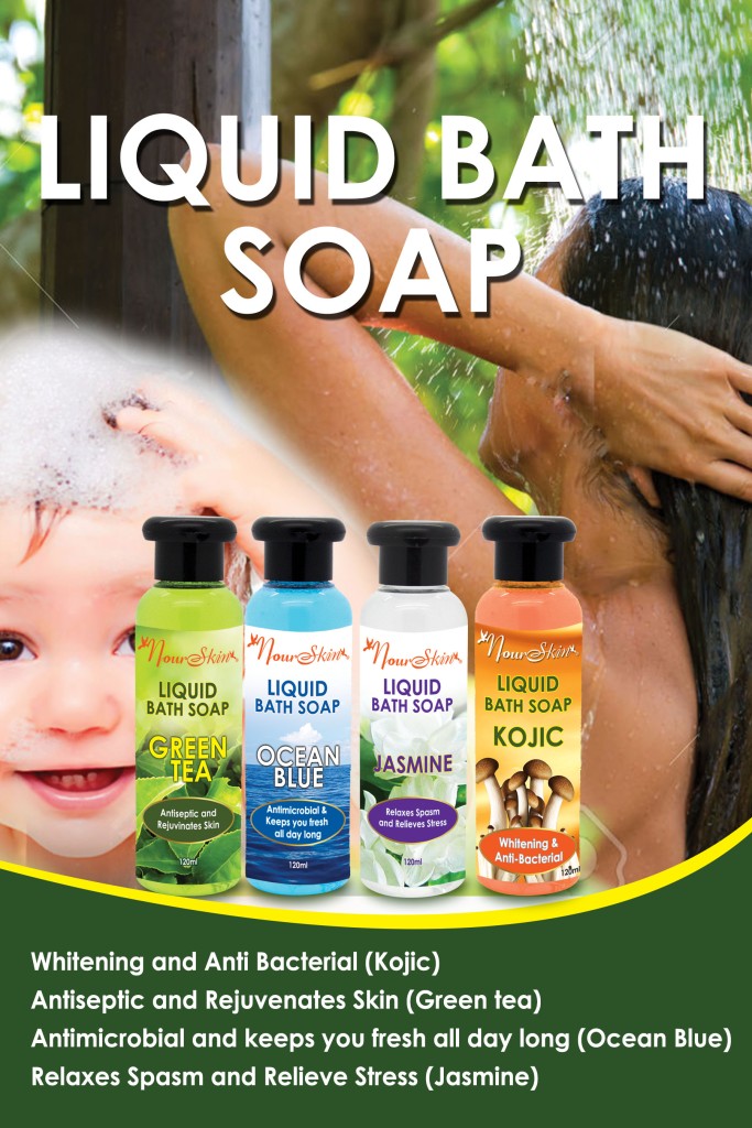 LIQUID BATH SOAP
Green Tea, Ocean Blue, Jasmine, Kojic